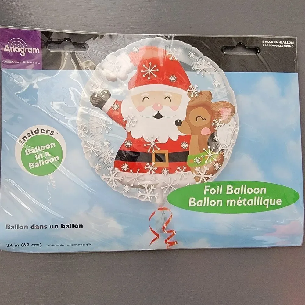 Balloon in a Balloon. Santa and Reindeer and Snowman Foil Balloons.